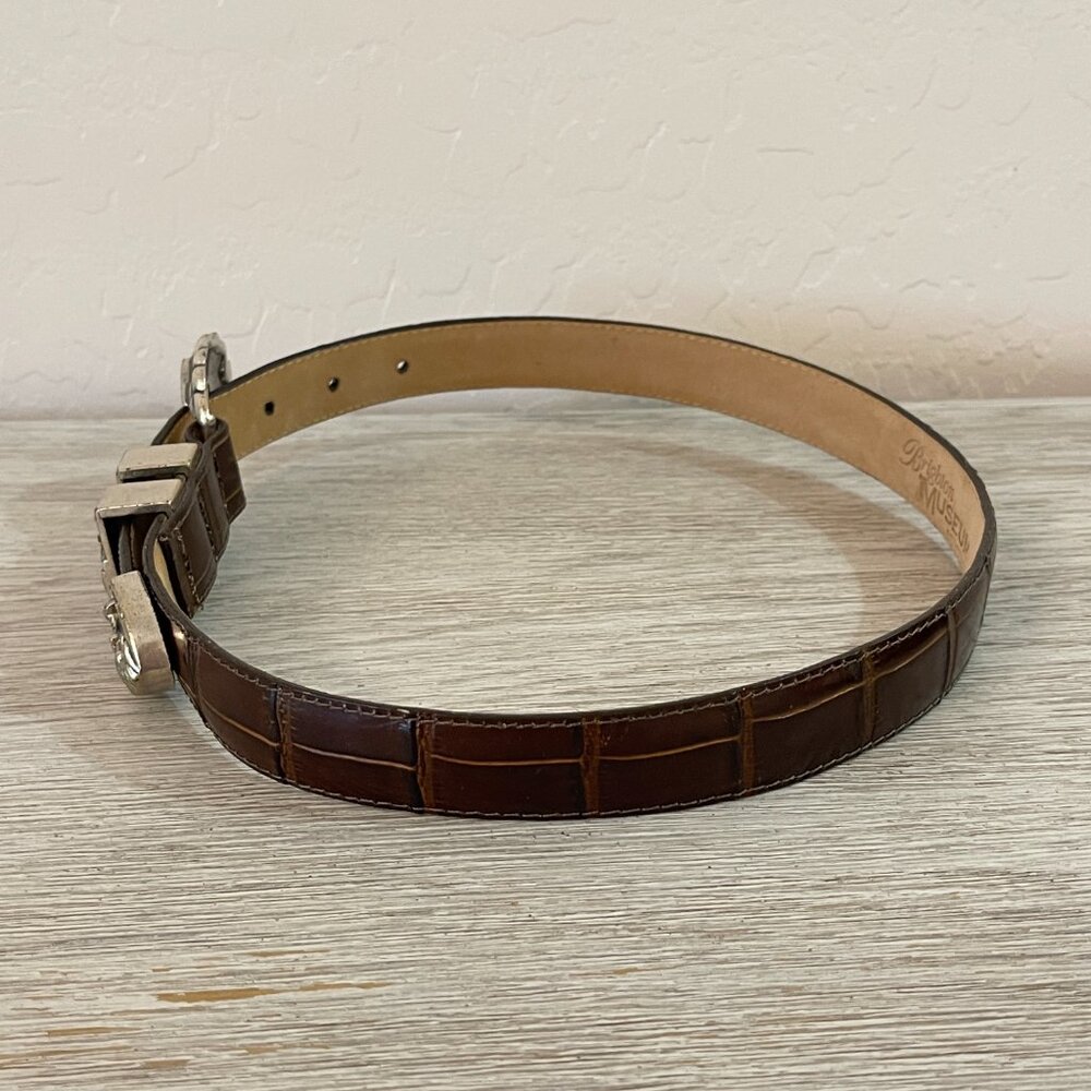 Vintage Brighton Belt Noah's Ark Museum Brown Leather Silver 36308 1995 Small - Picture 8 of 13